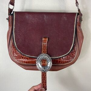 Ruby Firecat Leather Saddle Bag with Silver Buckle